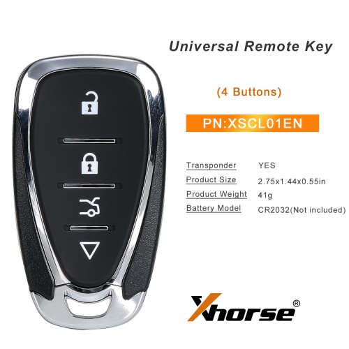 XHORSE XSCL01EN Chevrolet 4 Buttons Universal Smart key English 5pcs/lot