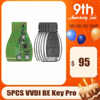 Xhorse XNBZ01 VVDI BE Key Pro Mercedes Benz Smart Key Shell 3 Button Get 5 Free Tokens for VVDI MB Tool 5pcs/lot