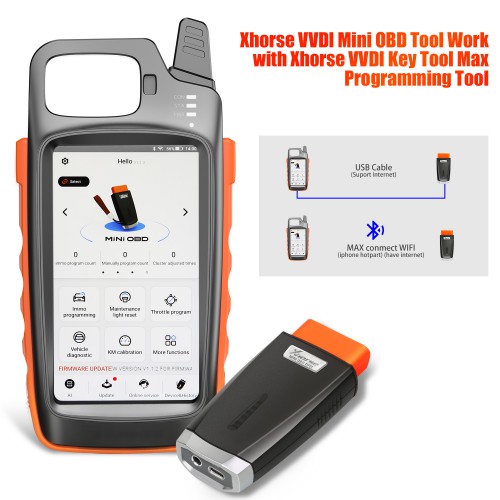 Xhorse VVDI Key Tool Max with VVDI MINI OBD Tool Free Xhorse Renew Cable