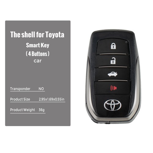 Toyota XM Smart Key Shell 1691 Type 4 Buttons with logo For XM Key 5pcs/lot