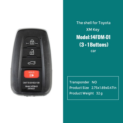 Toyota XM Smart Key Shell 1732 Type 3+1 Buttons with logo For XM Key 5pcs/lot