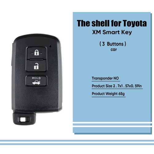 Toyota XM Smart Key Shell 1744 Type 3 Buttons with logo For XM Key 5pcs/lot