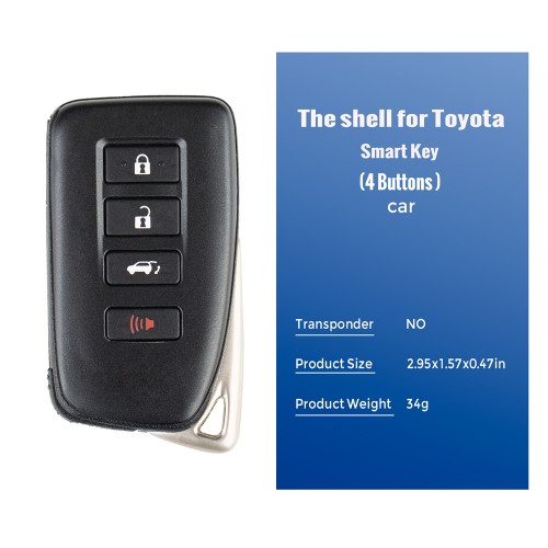 Toyota Lexus SUV XM Smart Key Shell 1824 Type 4 Buttons with logo For XM Key 5pcs/lot