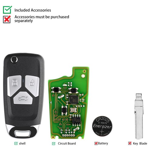 Xhorse XKAU01EN Wire Remote Key Audi 3/4 Buttons English 5pcs/lot
