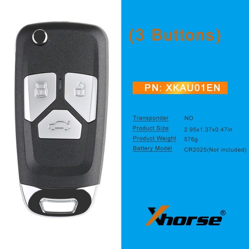 Xhorse XKAU01EN Wire Remote Key Audi 3 Buttons English 5pcs/lot
