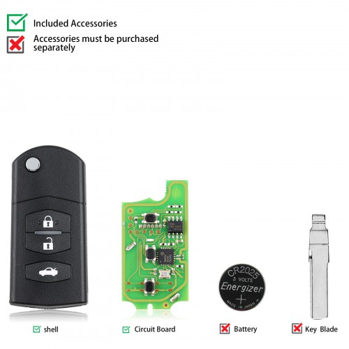 Xhorse XKMA00EN Wire Remote Key Mazda Flip 3 Buttons English 5pcs/lot