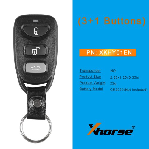 [UK/EU Ship] Xhorse XKHY01EN Wire Remote Key Hyundai 4 Buttons English 5pcs/lot