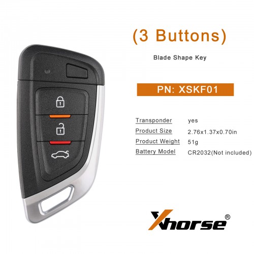 [UK/EU/US Ship] Xhorse XSKF01EN Smart Remote Key Knife 3 buttons Keyblank Inside English 5pcs/lot