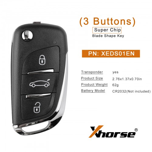 Xhorse XEDS01EN Super Remote Key DS 3 Buttons Built-in Super Chip English 5pcs/lot