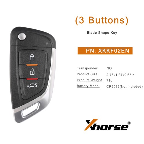 Xhorse XKKF02EN Wire Remote Key Knife Flip 3 Buttons English 5pcs/lot