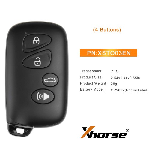 XHORSE XSTO03EN XM38 series TOY.T 4 Buttons Universal Smart key